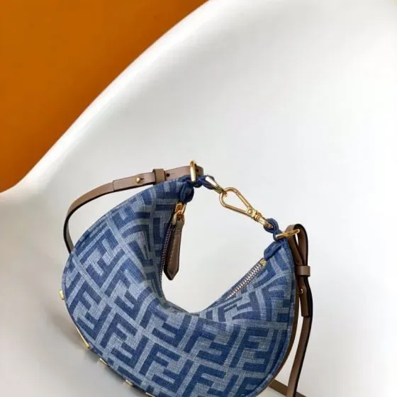 Fendi Fendigraphy Small Blue Hobo