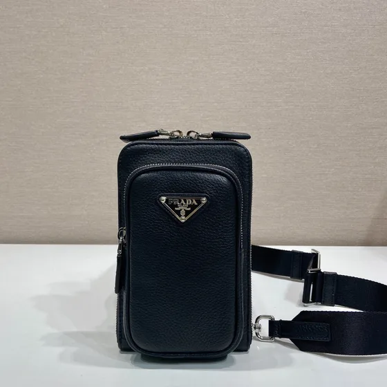 Prada Saffiano Кожа Smartphone Case Чёрный Crossbody