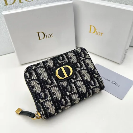 Dior 30 Montaigne Compact Zipped Brieftasche Schwarz Brieftasche