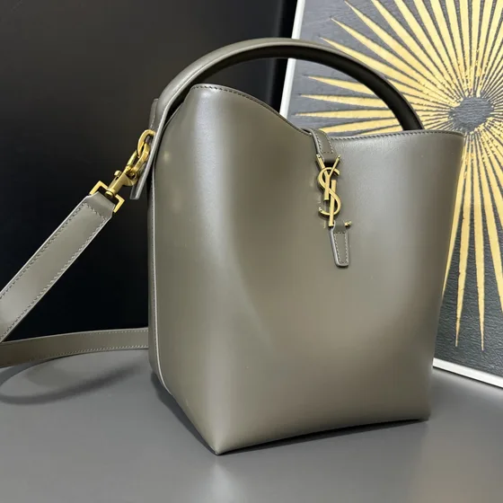 YSL Le 37 Borsa a secchiello Grigio Crossbody,Manico