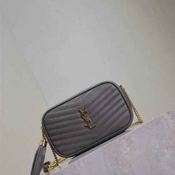 YSL Lou Mini Camera Bag Gray Crossbody