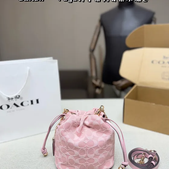 Coach Drawstring Bolsa balde Rosa Crossbody