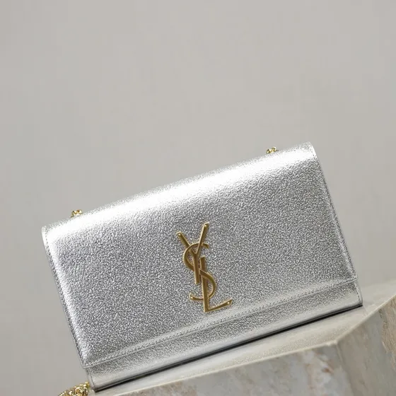 YSL Cassandre Chain Wallet Silver Woc