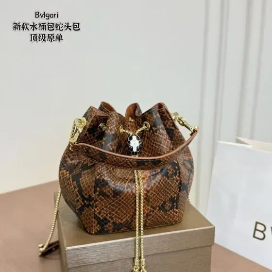 Bvlgari Serpenti Forever Bucket Bag Brown Crossbody