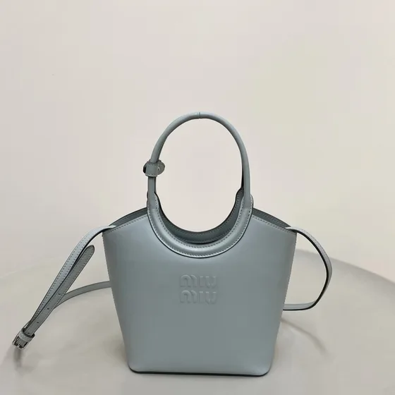 Miu Miu Leather Mini Top-Handle Bag Light Blue Top Handle