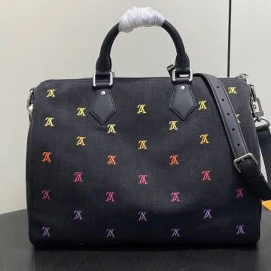 Louis Vuitton Speedy 40 Bandouli re Noir Denim Monogram 40 travel
