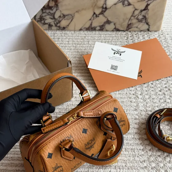 MCM Ella Boston Mini Cognac Üst sap