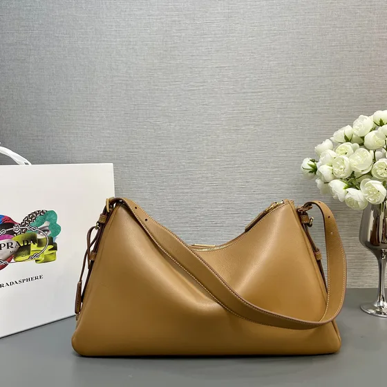 Prada Leather Shoulder Bag Caramel Brown Shoulder Bag
