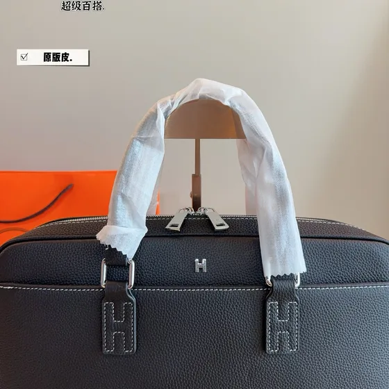 Hermes Maletín Negro Asa superior