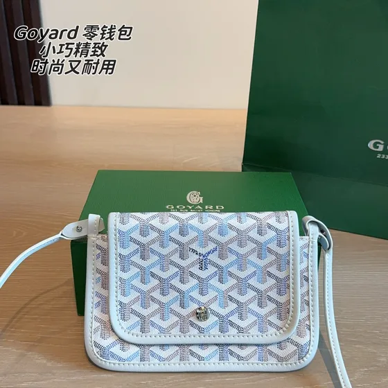 Goyard Saint Louis Portaoggetti Bianco With Blu Goyardine Pattern Portaoggetti