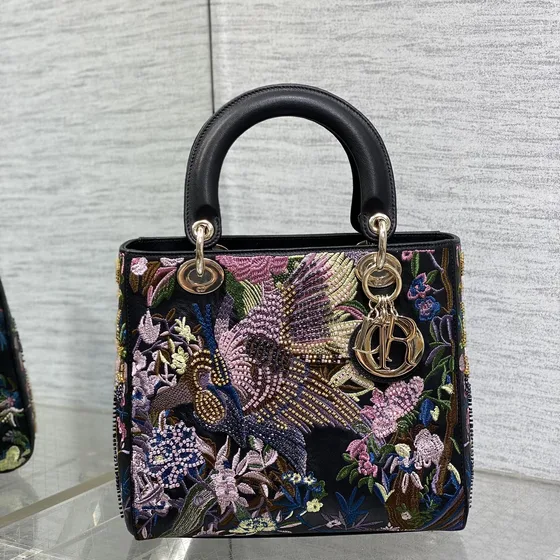 Dior Lady Dior Zwart Meerkleurig Bovenhandgreep