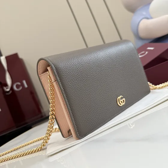 Gucci Gg Marmont Chain Carteira Cinza Woc