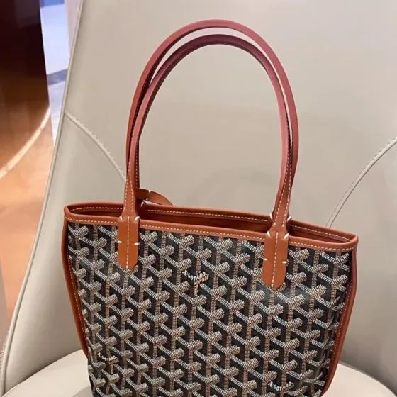 Goyard Anjou Mini Black Brown Tote Bag