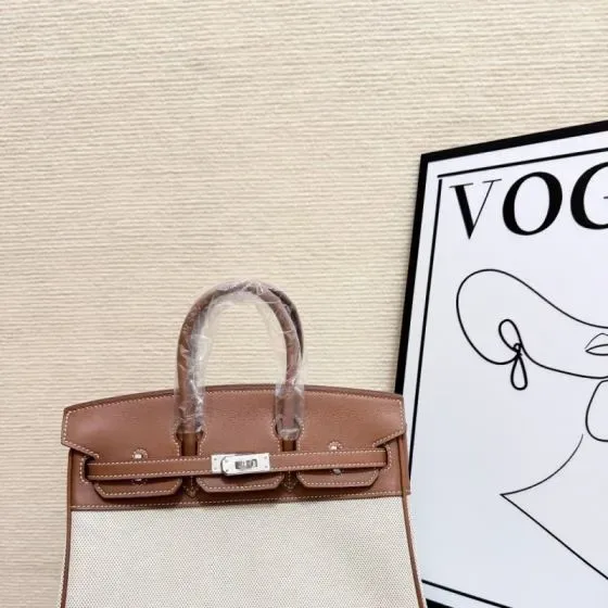 Hermes Birkin Brown Beige Top Handle