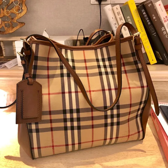 Burberry Vintage Check Bolsa tote Bege/Marrom Bolsa tote