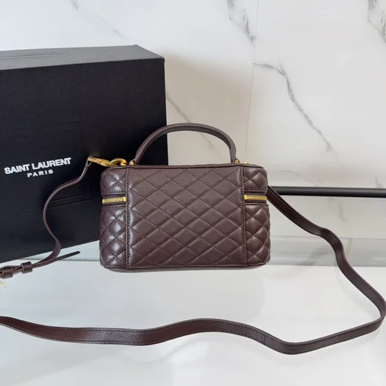 YSL Gaby Vanity Case Bag Dark Kahverengi Crossbody
