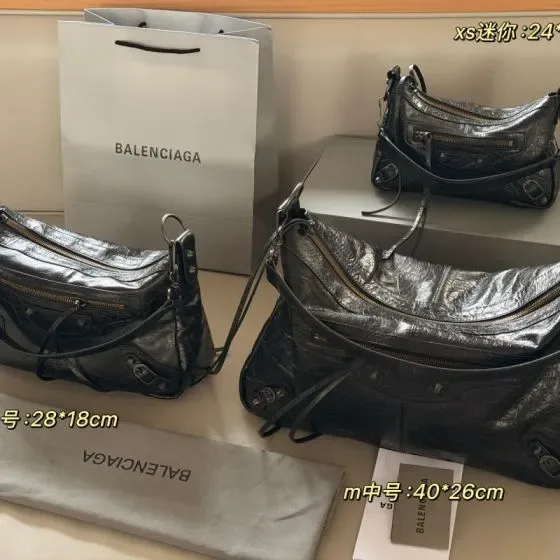 Balenciaga Le Cagole Metallic Dark Gray Hobo