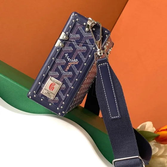 Goyard Coffre Manoir Pm Navy Blue Crossbody