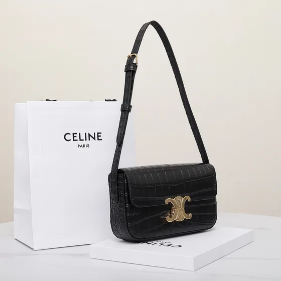 Celine Triomphe Black Shoulder Bag