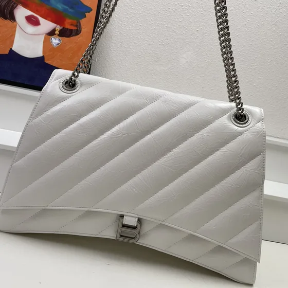 Balenciaga Crush Chain Bag Branco Bolsa de ombro