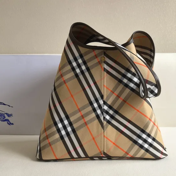 Burberry Check Large Hobo Bag Beige Hobo