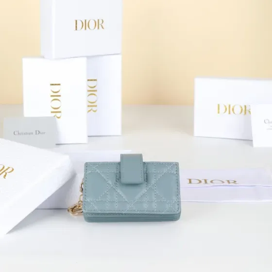 Dior Lady Dior 5-Gusset Card Holder Sky Blue Card Holder