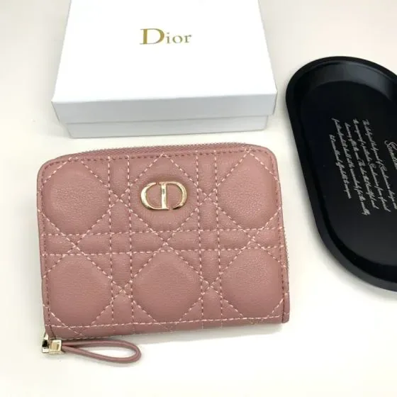 Dior Caro Zipped Compact Wallet Blush Pink Wallet