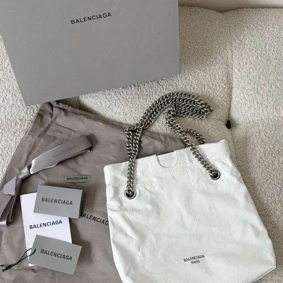 Balenciaga Crush Tote Bag White Tote Bag