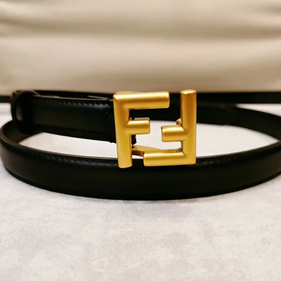 Fendi Ff Buckle Læder Belt Sort Belt Bag