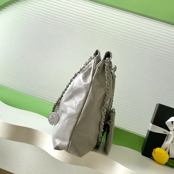 Chanel 22 Bag Silver Gray Hobo