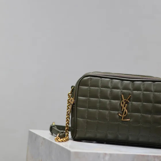 YSL Cassandre Matelassé Carré Mini Camera Bag Olive Xanh lá Crossbody