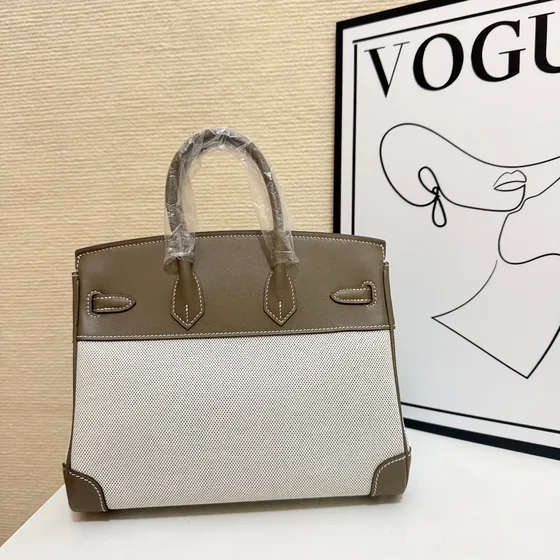 Hermes Birkin Grey Beige Top Handle