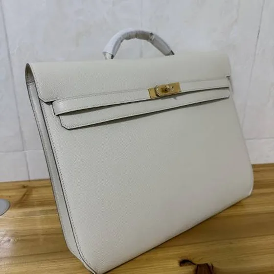 Hermes Kelly Depeches White 36x29x5cm business