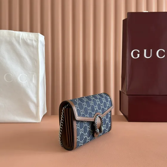 Gucci Dionysus Gg Chain Portemonnee Blauw Woc