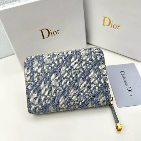 Dior 30 Montaigne Compact Zipped Wallet Gray Wallet
