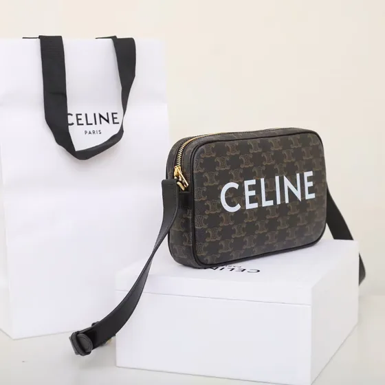 Celine Triomphe Canvas Messenger Bag Black Crossbody