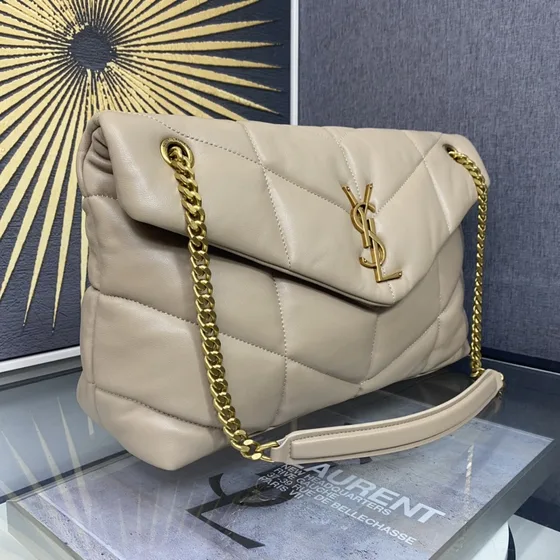 YSL Loulou Puffer Beige Shoulder Bag