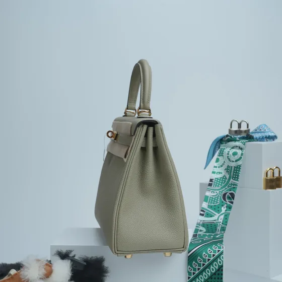 Hermes Kelly Light Gray Top Handle