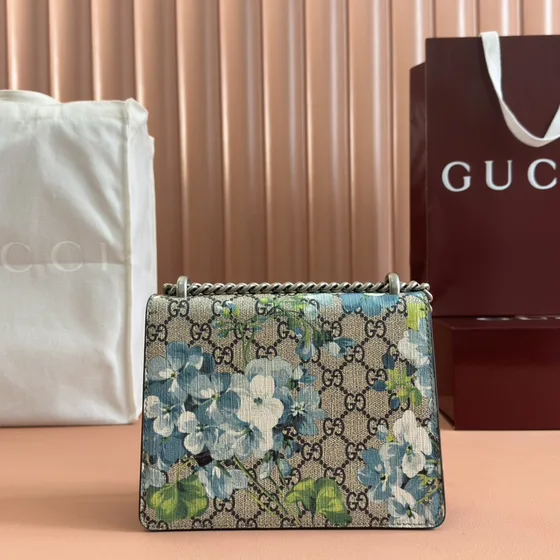 Gucci Dionysus Beige Blue Blooms Print Shoulder Bag