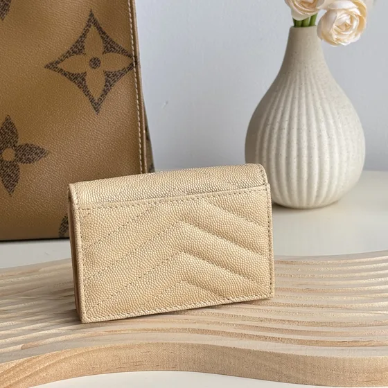 YSL Cassandre Matelassé Card Holder Beige Card Holder