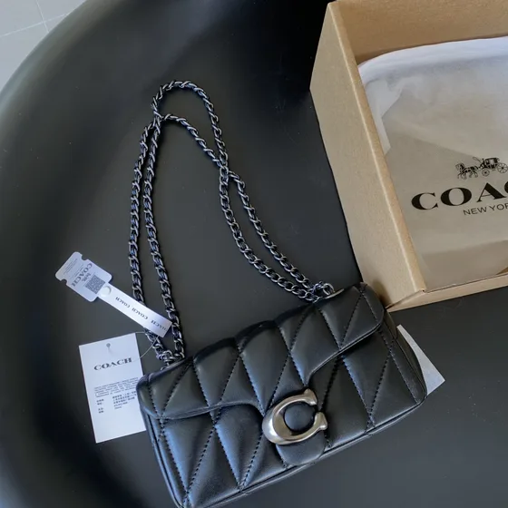 Coach Quilted Chain Sac bandoulière Noir Crossbody