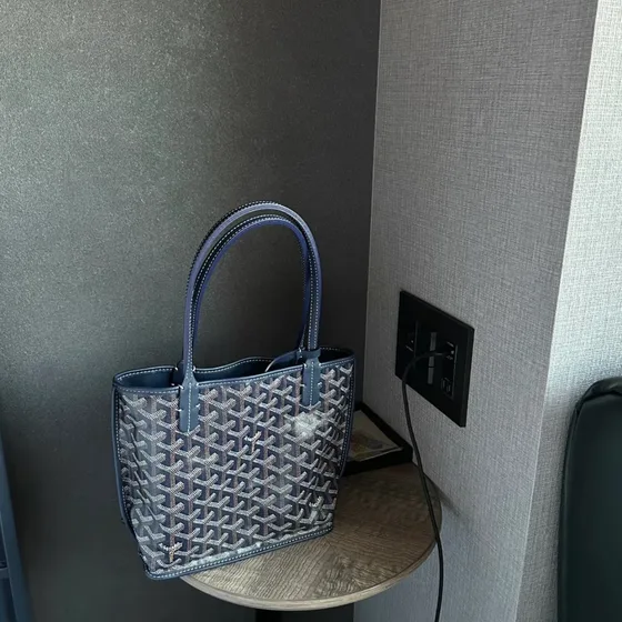 Goyard Anjou Mini Navy Blue Tote Bag