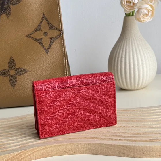 YSL Cassandre Matelassé Card Case Merah Card Holder