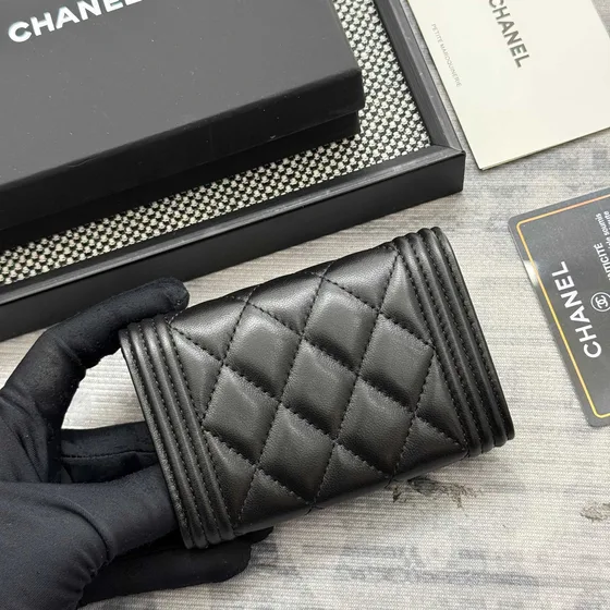 Chanel Boy Flap Card Holder Schwarz Card Holder