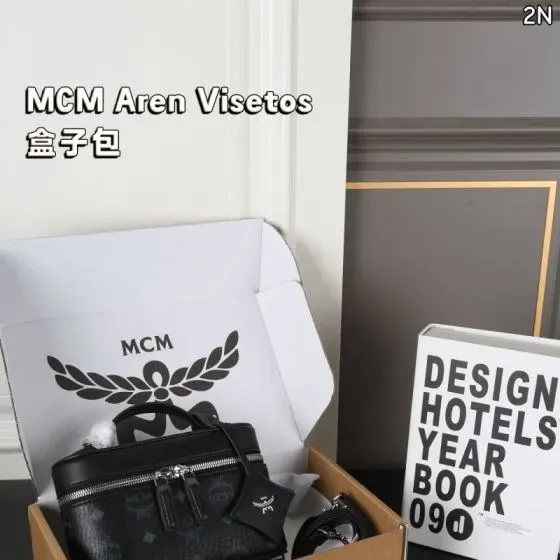 MCM Aren Visetos Black Top Handle