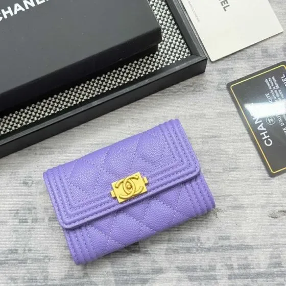Chanel Boy Purple Card Holder