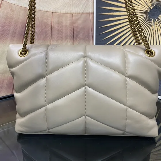 YSL Loulou Puffer بيج Shoulder Bag