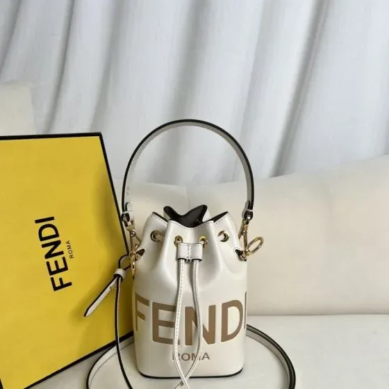 Fendi Mon Tresor Mini Bucket Bag White Crossbody Top Handle