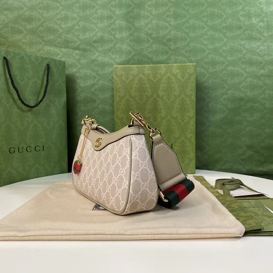 Gucci Ophidia Gg Small Handtas Beige Oatmeal Schoudertas