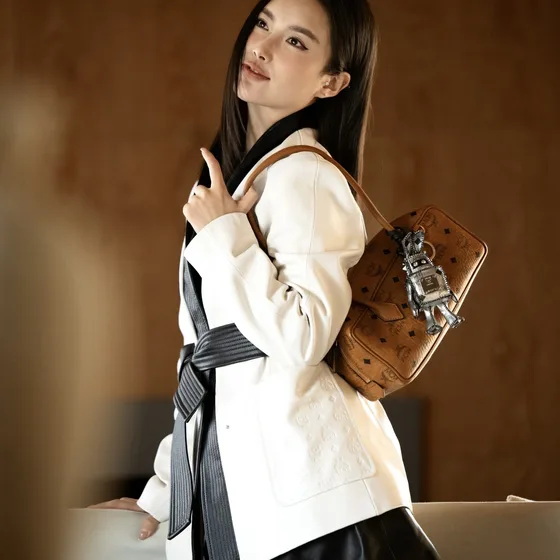 MCM Aren Tote In Visetos Cognac Brown Shoulder Bag